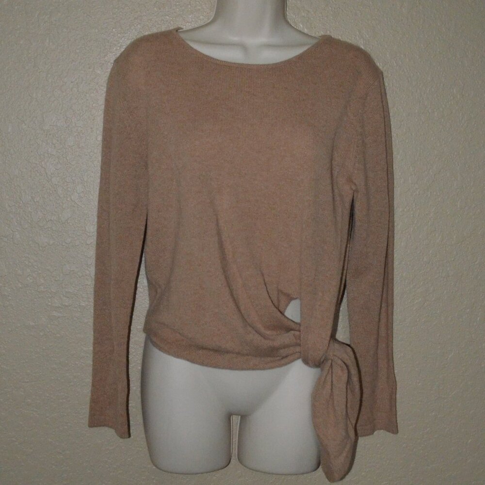 NWT $295 Sz XS Allude Cashmere Tan Lightweight Long Sleeve Sweater
